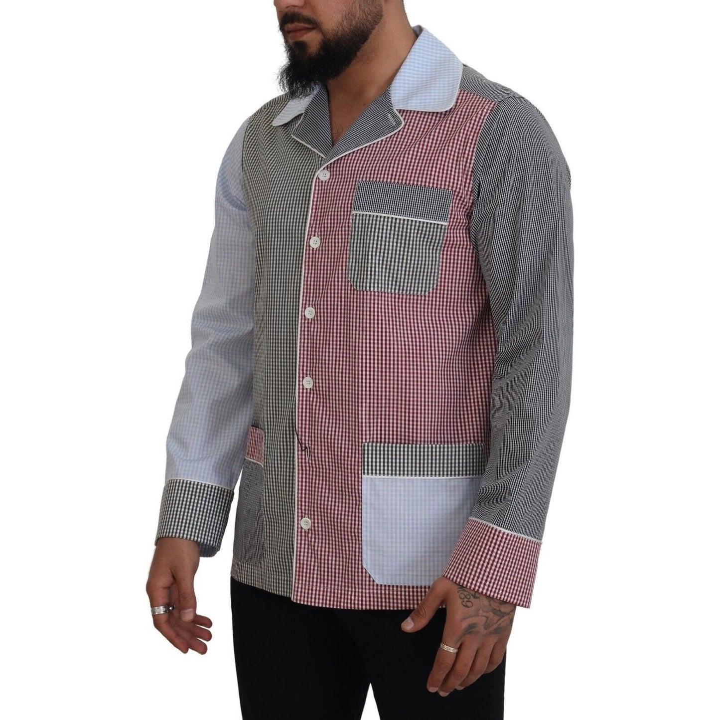 Dolce & Gabbana Multicolor Patchwork Cotton Long Sleeves Shirt 1728,67345645728,Clothing,Dolce & Gabbana,Dress Shirts - Shirts - Clothing,IT40 | M,Material: 100% Cotton,Men,Men - Clothing,Multicolor,New with tags,Shirts - Clothing,Shirts - Men - Clothing