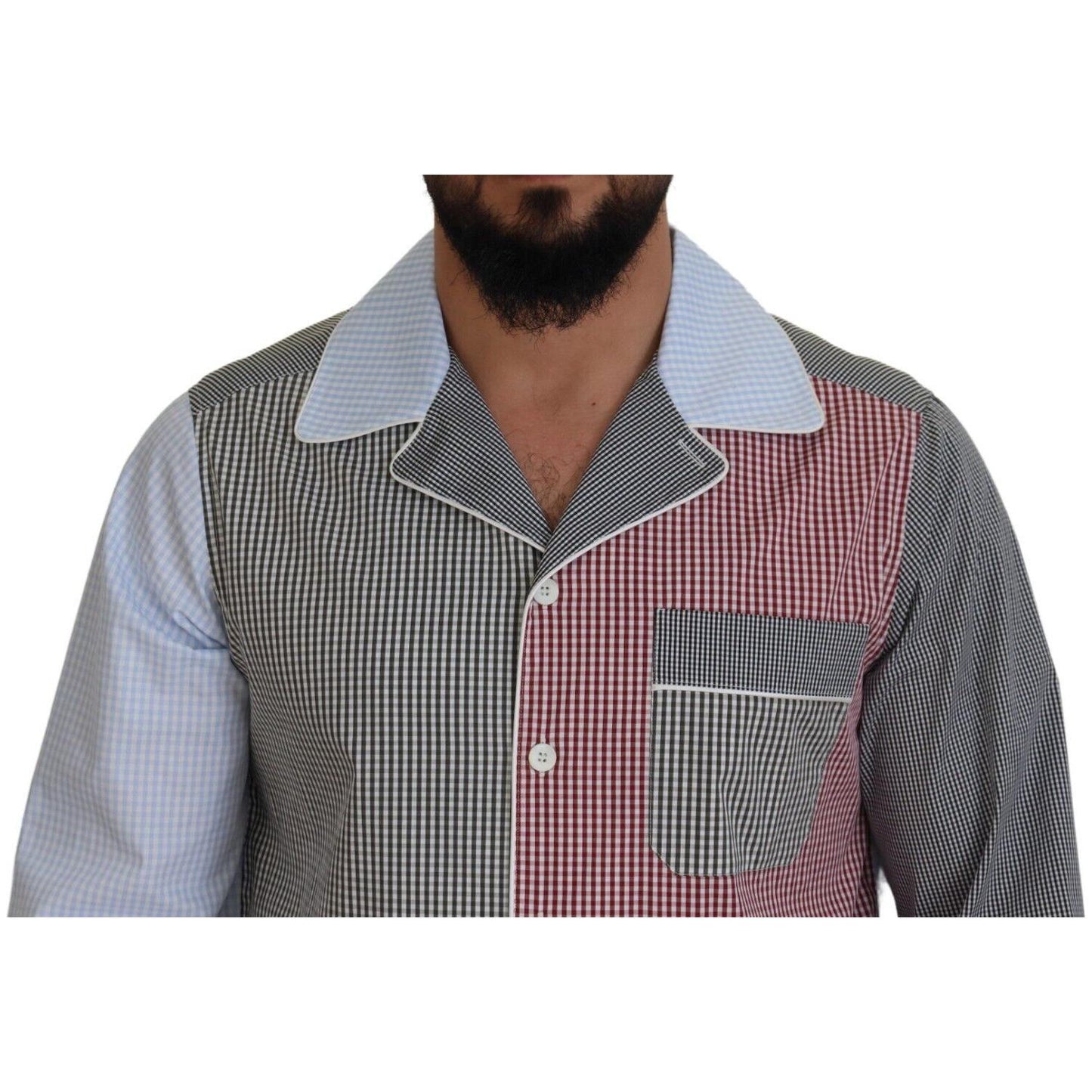 Dolce & Gabbana Multicolor Patchwork Cotton Long Sleeves Shirt 1728,67345645728,Clothing,Dolce & Gabbana,Dress Shirts - Shirts - Clothing,IT40 | M,Material: 100% Cotton,Men,Men - Clothing,Multicolor,New with tags,Shirts - Clothing,Shirts - Men - Clothing
