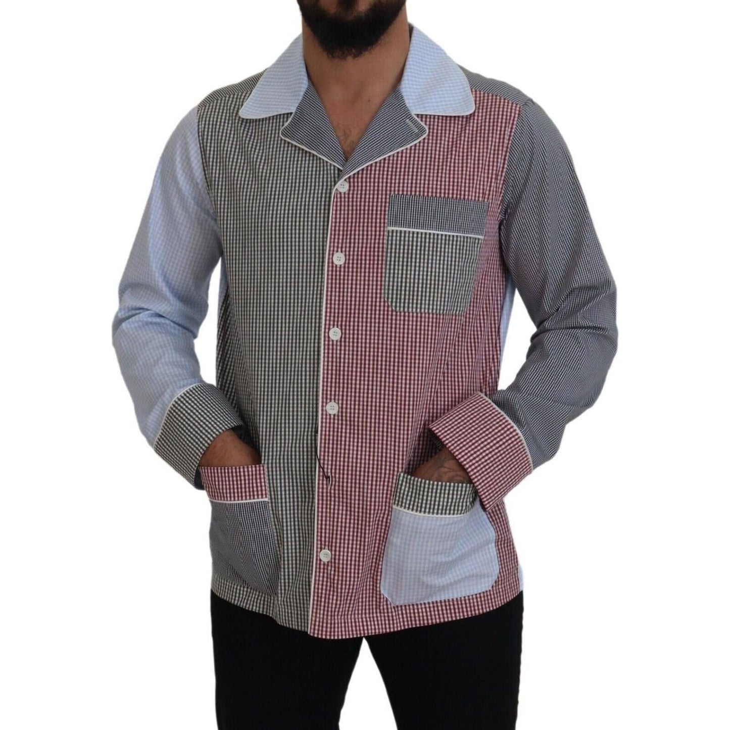 Dolce & Gabbana Multicolor Patchwork Cotton Long Sleeves Shirt 1728,67345645728,Clothing,Dolce & Gabbana,Dress Shirts - Shirts - Clothing,IT40 | M,Material: 100% Cotton,Men,Men - Clothing,Multicolor,New with tags,Shirts - Clothing,Shirts - Men - Clothing