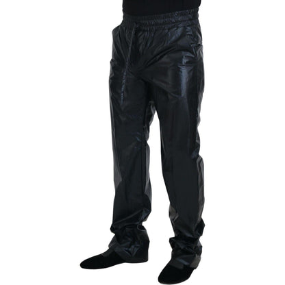 Dolce & Gabbana Black Shining Drawstring Trouser Nylon Pants