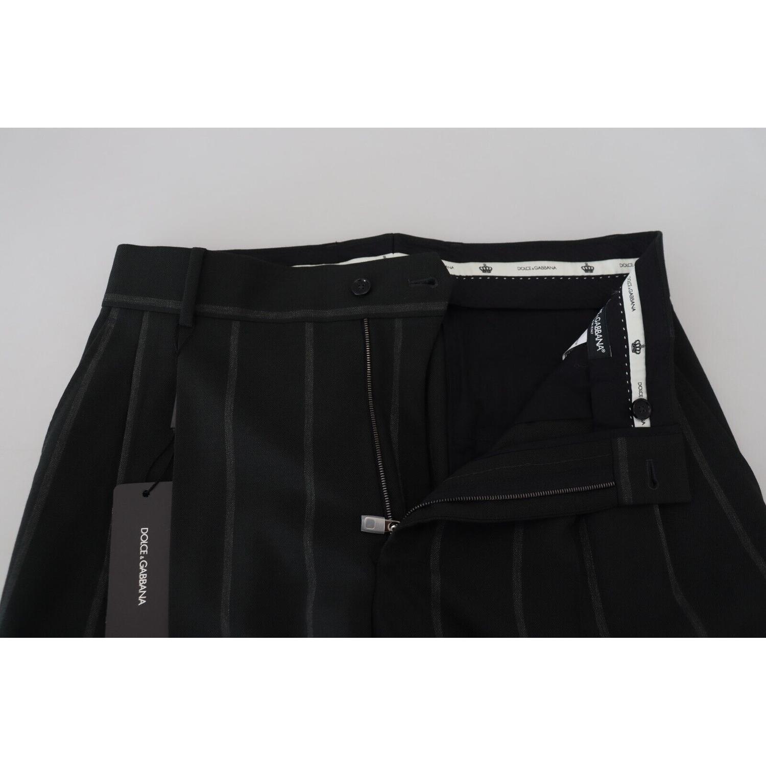 Dolce & Gabbana Black Striped Men Trousers Cotton Pants