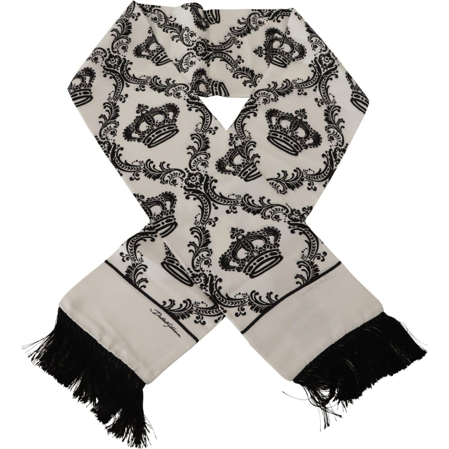 Dolce & Gabbana Royal Crown Printed Silk Men's Scarf Dolce & Gabbana