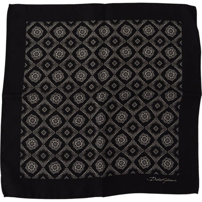 Dolce & Gabbana Black Geometric Patterned Square Handkerchief Scarf