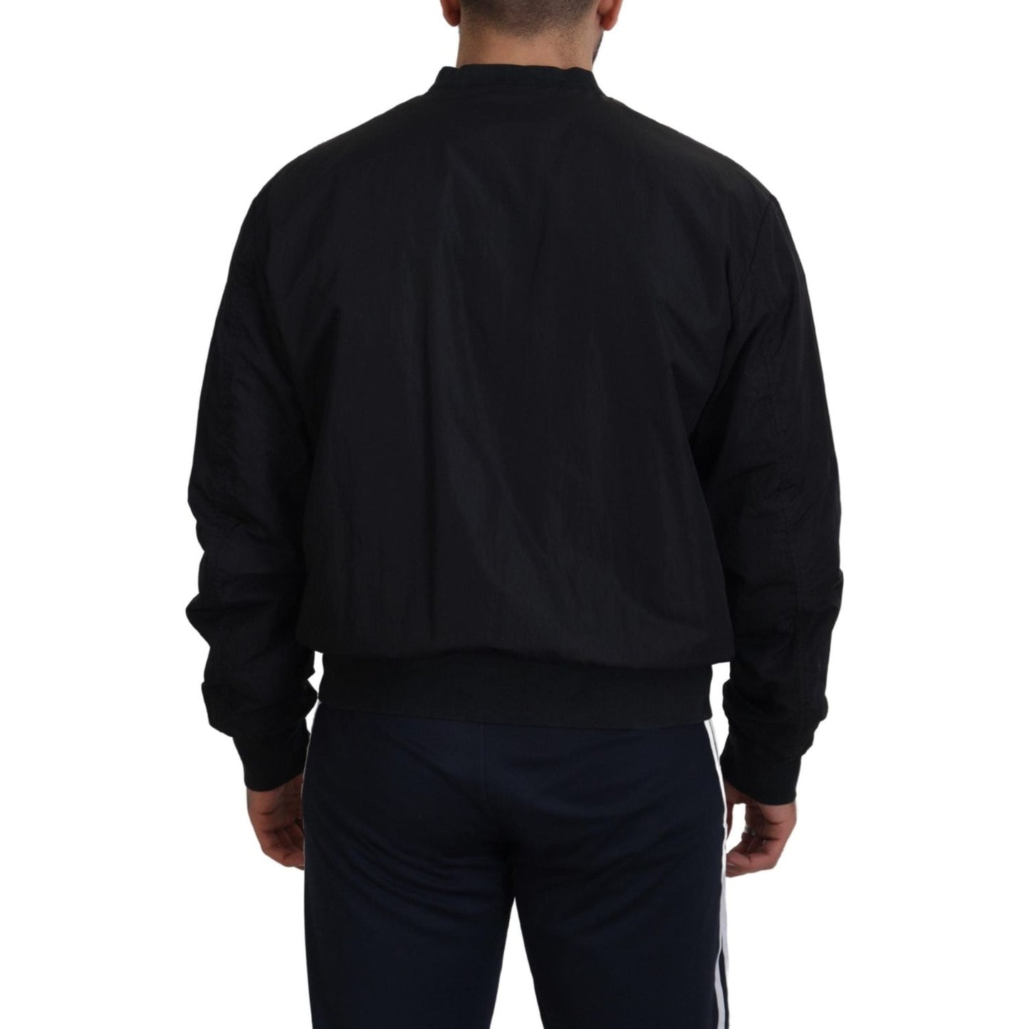 Dolce & Gabbana Black Nylon Logo Bomber Zipper Jacket 1728,67345645728,Black,Bombers - Jackets & Coats - Clothing,Clothing,Dolce & Gabbana,IT46 | S,Jackets & Coats - Clothing,Jackets - Men - Clothing,Material: 100% Nylon,Men,Men - Clothing,New with tags