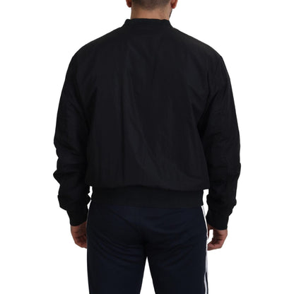 Dolce & Gabbana Black Nylon Logo Bomber Zipper Jacket 1728,67345645728,Black,Bombers - Jackets & Coats - Clothing,Clothing,Dolce & Gabbana,IT46 | S,Jackets & Coats - Clothing,Jackets - Men - Clothing,Material: 100% Nylon,Men,Men - Clothing,New with tags