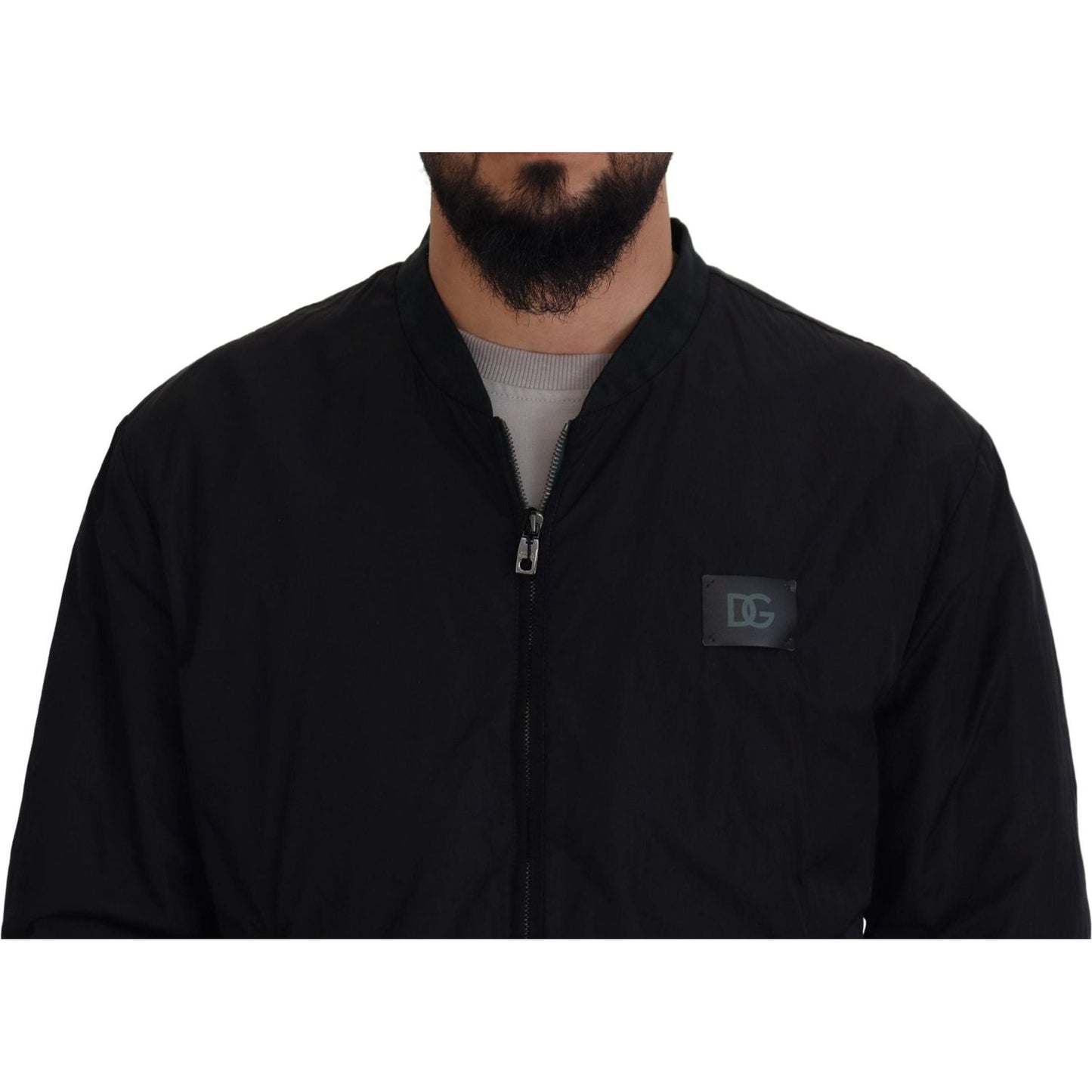Dolce & Gabbana Black Nylon Logo Bomber Zipper Jacket 1728,67345645728,Black,Bombers - Jackets & Coats - Clothing,Clothing,Dolce & Gabbana,IT46 | S,Jackets & Coats - Clothing,Jackets - Men - Clothing,Material: 100% Nylon,Men,Men - Clothing,New with tags