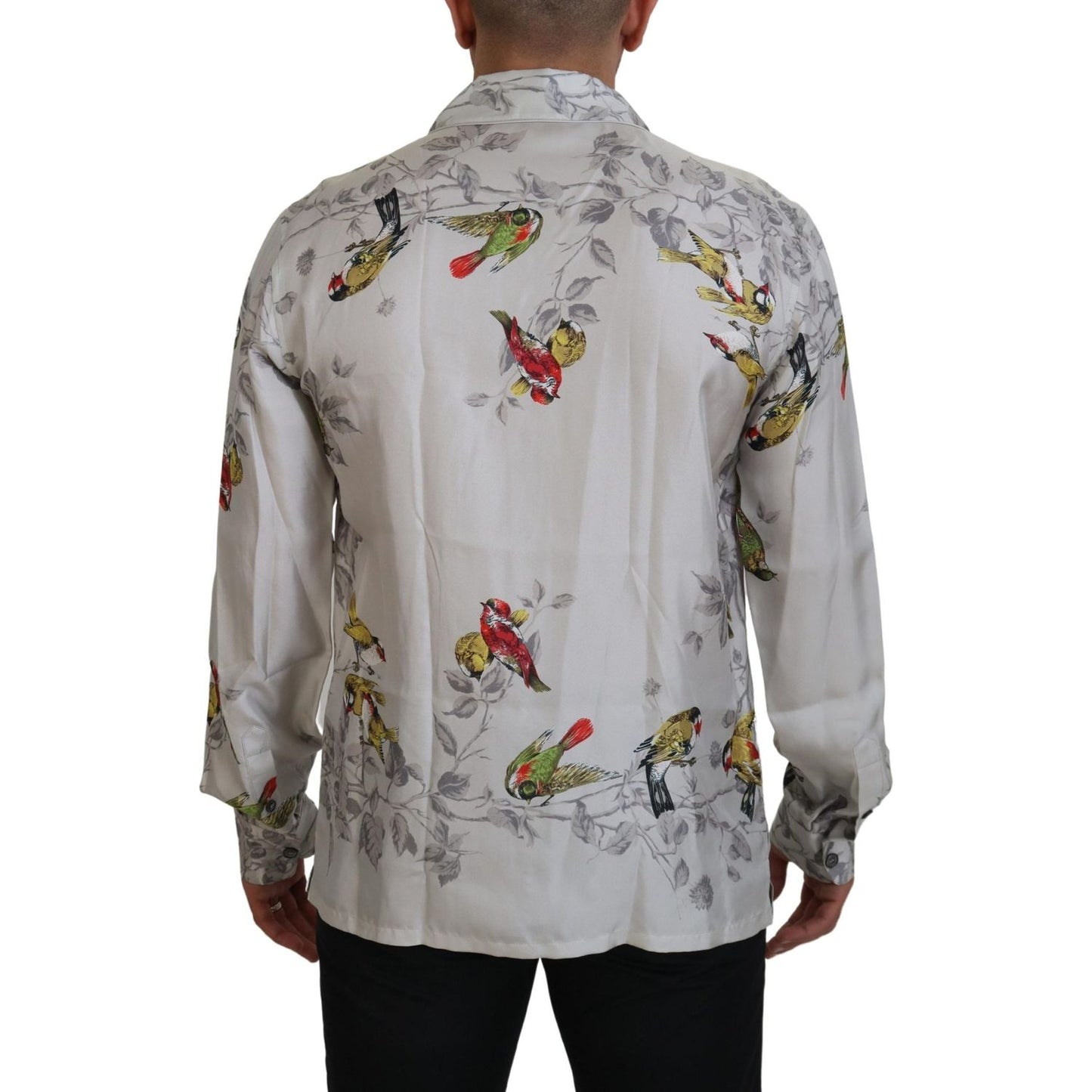 Dolce & Gabbana Elegant Silk Bird Print Casual Shirt Dolce & Gabbana