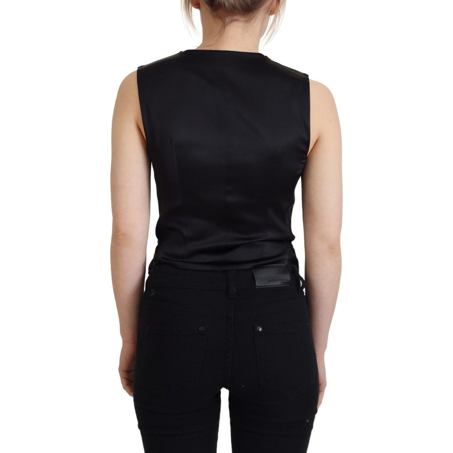 Dolce & Gabbana Elegant Black Silk Blend Waistcoat Vest Dolce & Gabbana