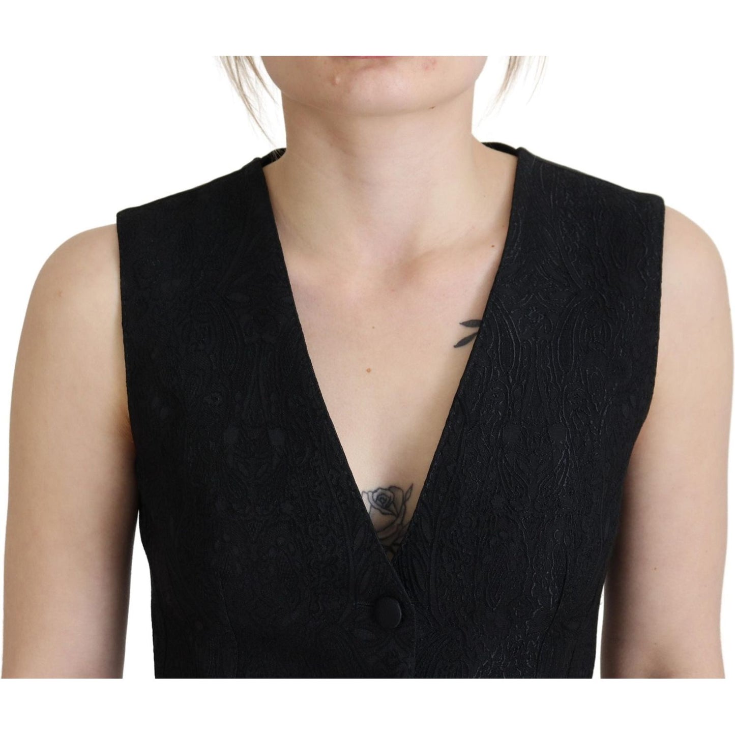 Dolce & Gabbana Elegant Black Silk Blend Waistcoat Vest Dolce & Gabbana