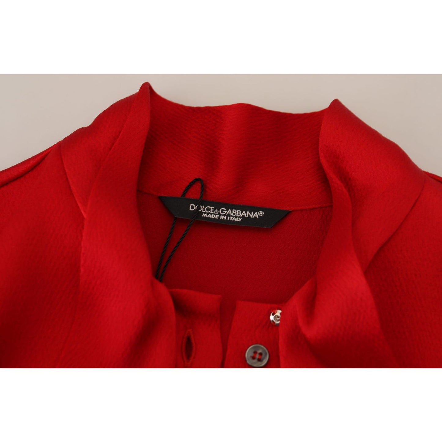 Dolce & Gabbana Elegant Red Ascot Collar Blouse Dolce & Gabbana