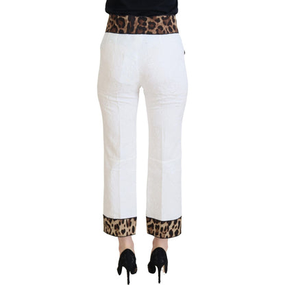 Dolce & Gabbana White Leopard Print High Waist Pants 1% Elastane,1728,21% Silk,67345645728,7% Viscose,Clothing,Cropped Pants - Pants - Clothing,Dolce & Gabbana,IT36|XXS,Jeans & Pants - Women - Clothing,Material: 71% Cotton,New with tags,Pants - Clothing,W