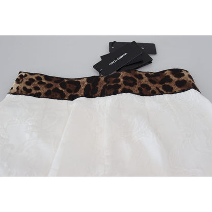Dolce & Gabbana White Leopard Print High Waist Pants 1% Elastane,1728,21% Silk,67345645728,7% Viscose,Clothing,Cropped Pants - Pants - Clothing,Dolce & Gabbana,IT36|XXS,Jeans & Pants - Women - Clothing,Material: 71% Cotton,New with tags,Pants - Clothing,W
