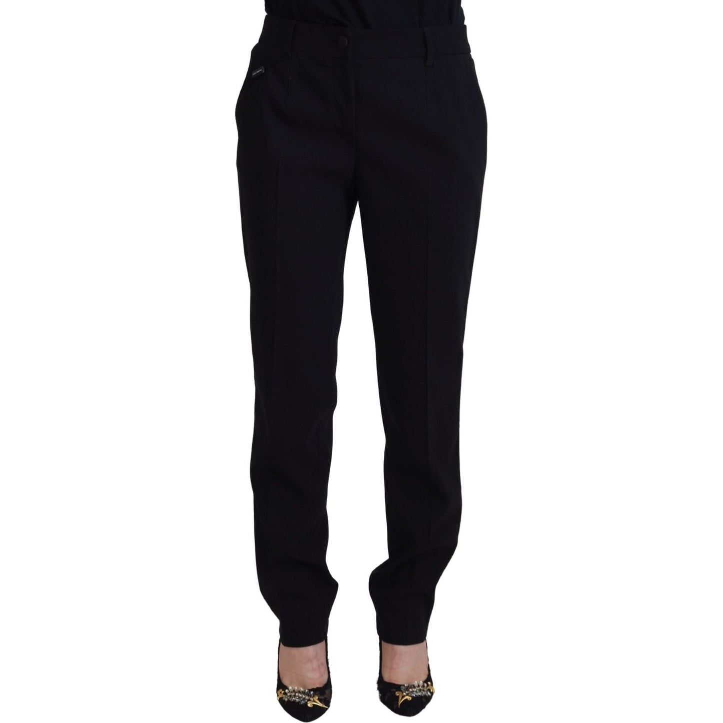 Dolce & Gabbana Elegant Black Wool-Silk Blend Trousers Dolce & Gabbana