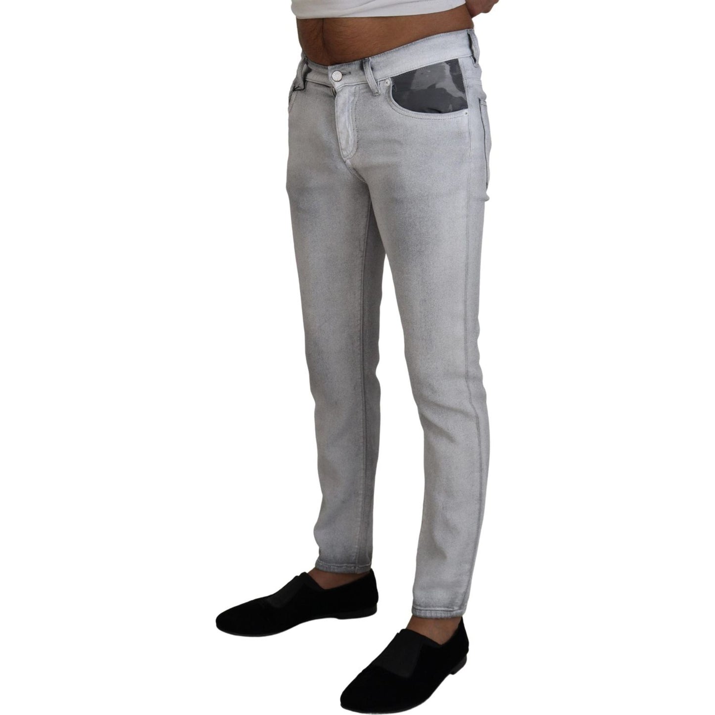 Dolce & Gabbana Elegant Gray Washed Cotton Blend Pants Dolce & Gabbana