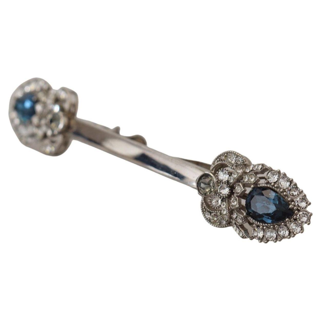 Dolce & Gabbana Elegant Sterling Silver Glass Brooch Brooch Dolce & Gabbana