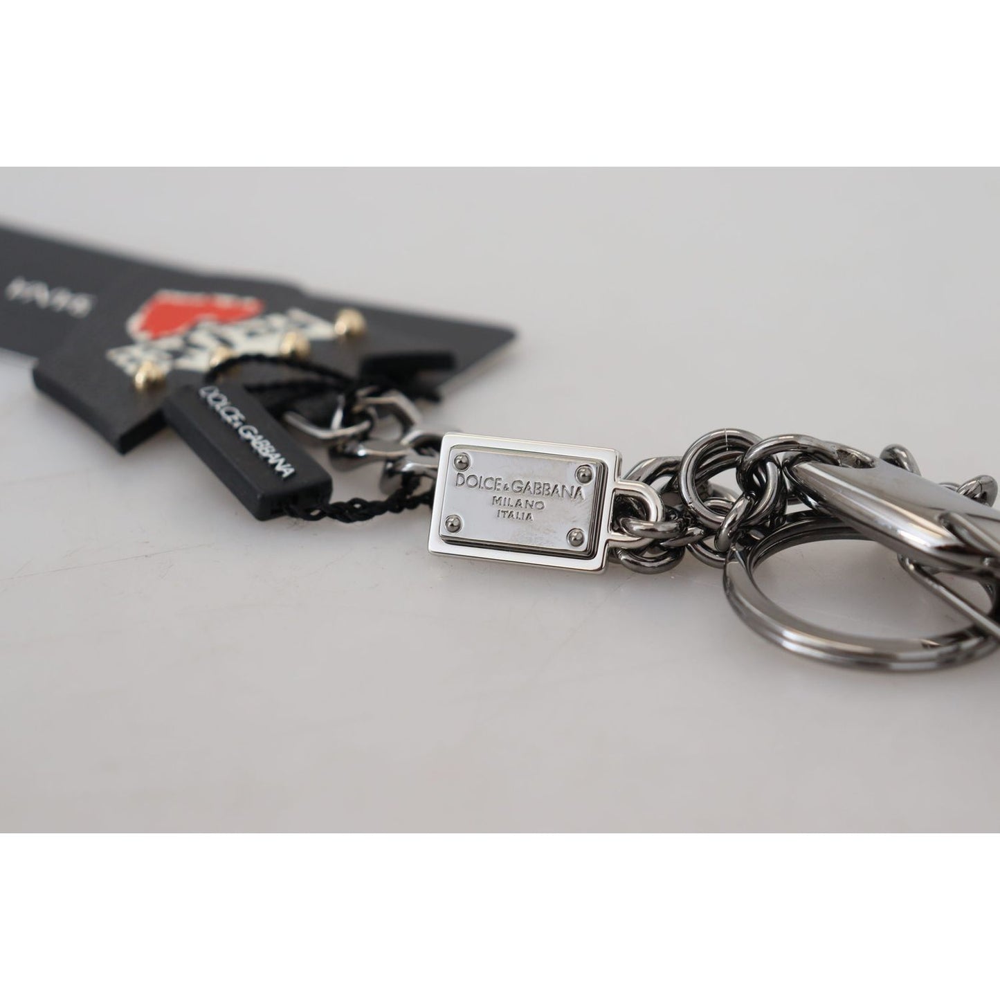 Dolce & Gabbana Elegant Silver and Black Designer Keychain Dolce & Gabbana