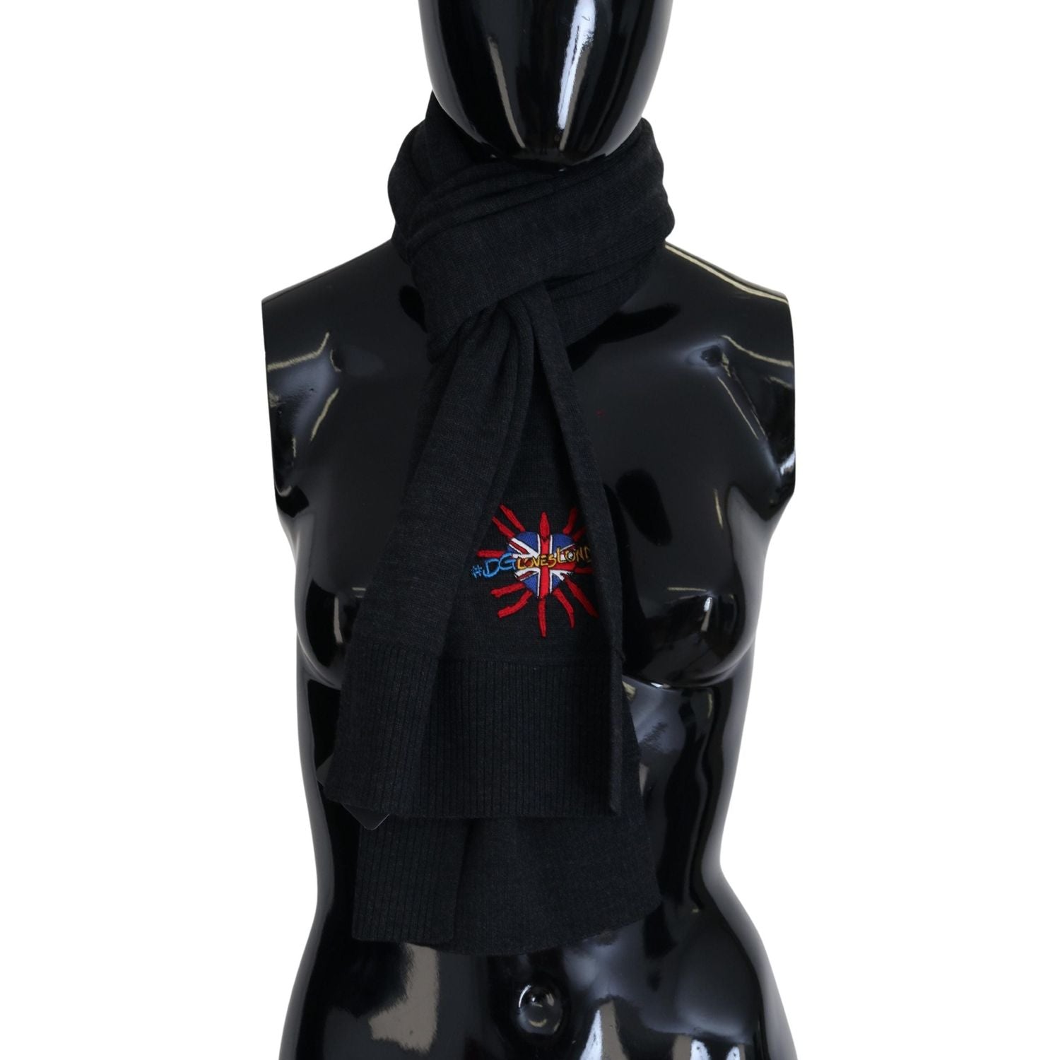 Dolce & Gabbana Black Sacred Heart #DGLovesLondon Wrap Scarf