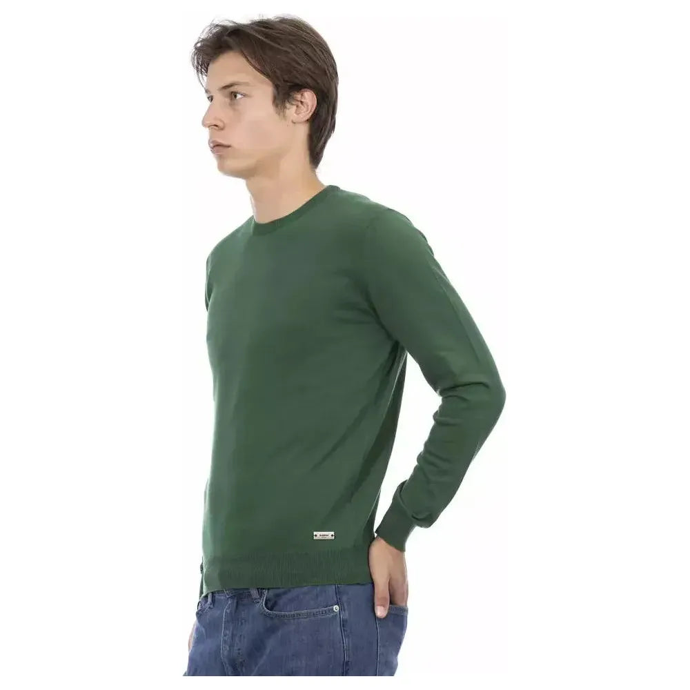 Baldinini Trend Green Cotton Men Sweater Baldinini Trend