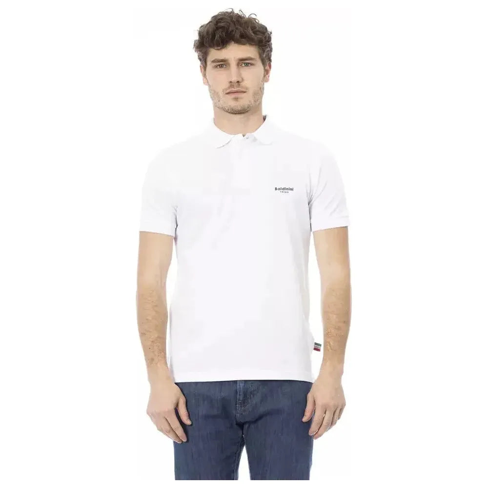 Baldinini Trend White Cotton Men Polo Baldinini Trend