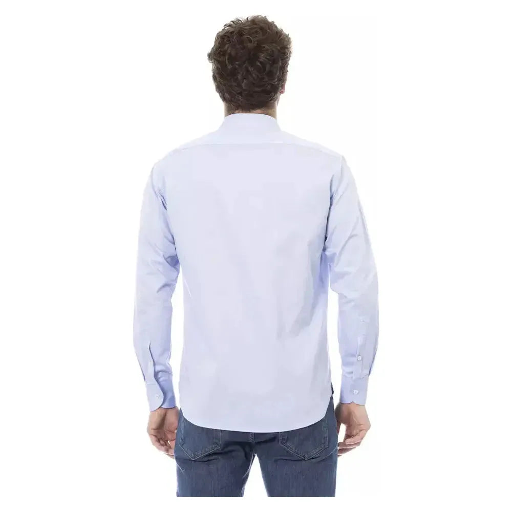 Baldinini Trend Light Blue Cotton Men Shirt Baldinini Trend