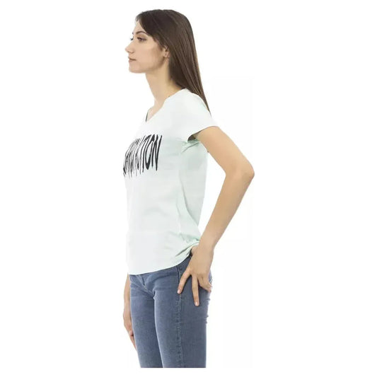 Trussardi Action Light Blue Cotton Women Top Trussardi Action