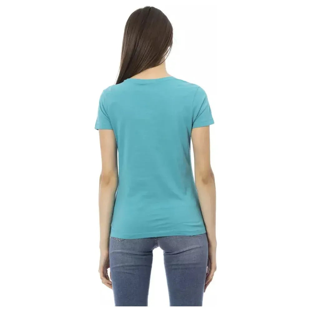 Trussardi Action Light Blue Cotton Women Top Trussardi Action