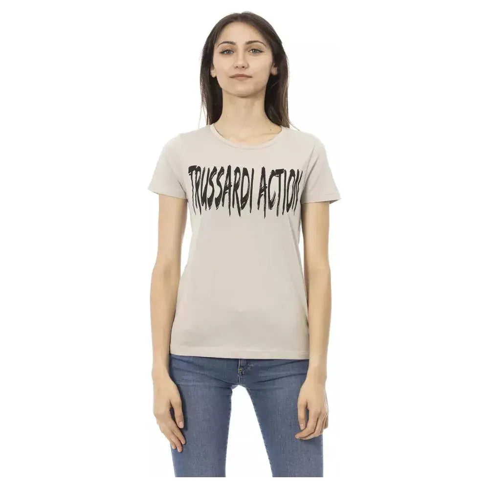 بلوزة نسائية من القطن باللون البيج من Trussardi Action