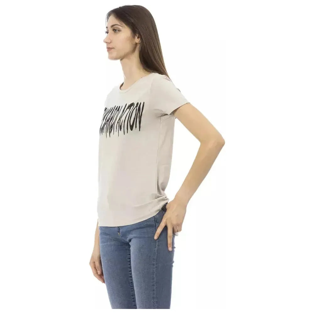 بلوزة نسائية من القطن باللون البيج من Trussardi Action