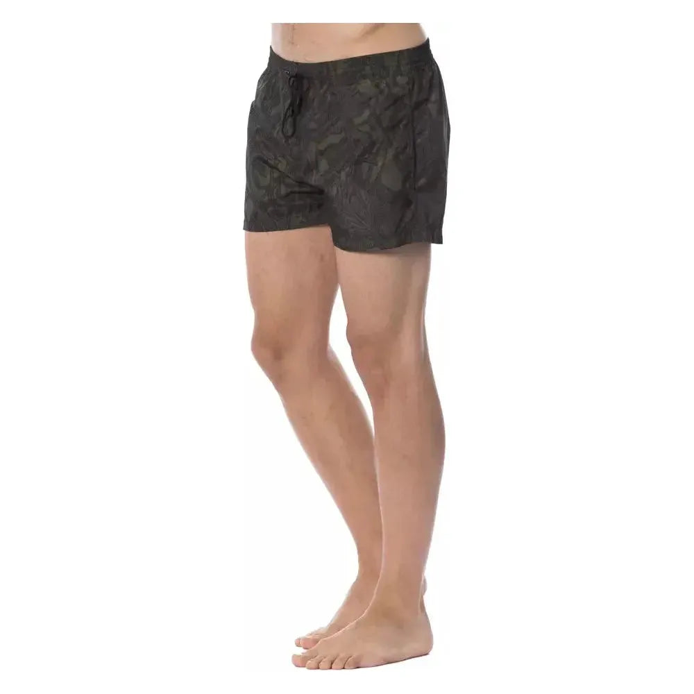 Roberto Cavalli Sport Army Polyester Men Swim Trunk Roberto Cavalli Sport