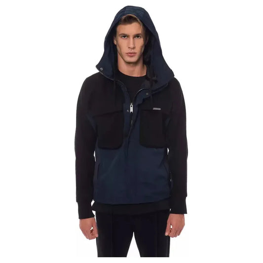 Nicolo Tonetto Black Wool Men Jacket with Hood and Pockets