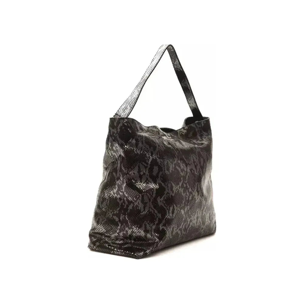 Pompei Donatella Gray Leather Women Shoulder Bag