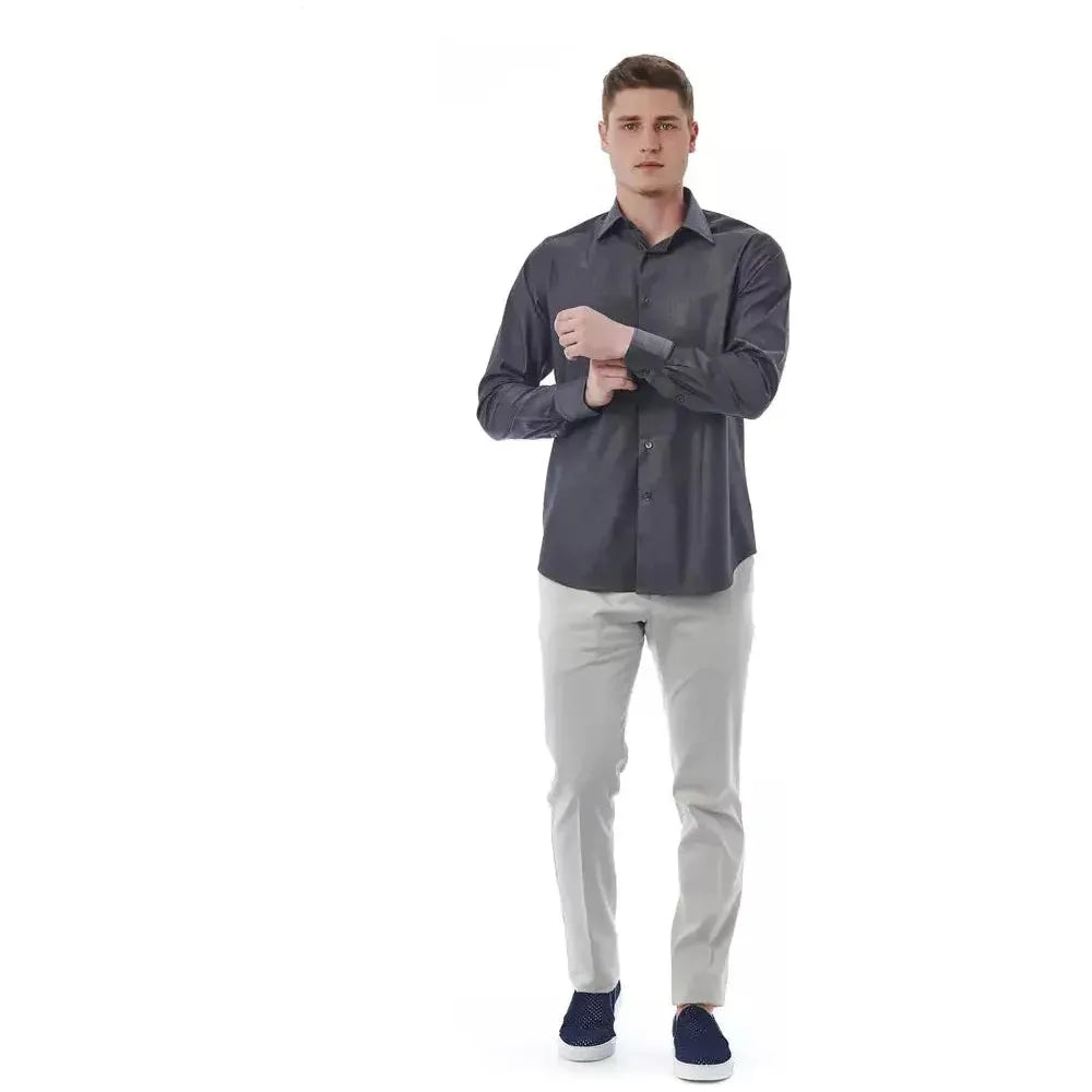 Bagutta Gray Cotton Men Shirt Bagutta