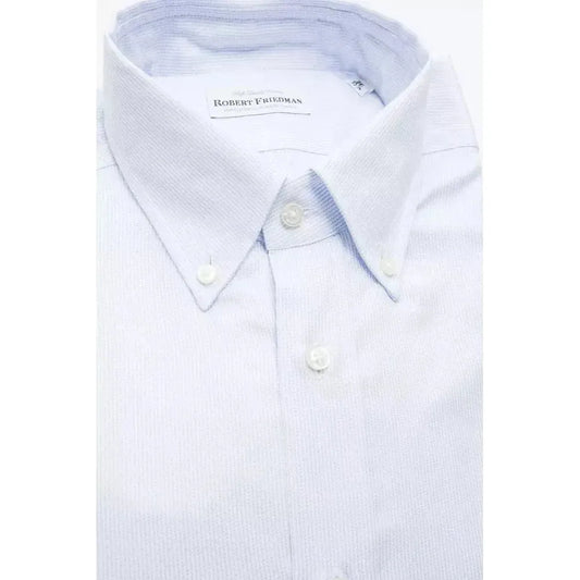 Robert Friedman Light Blue Cotton Men Shirt Robert Friedman