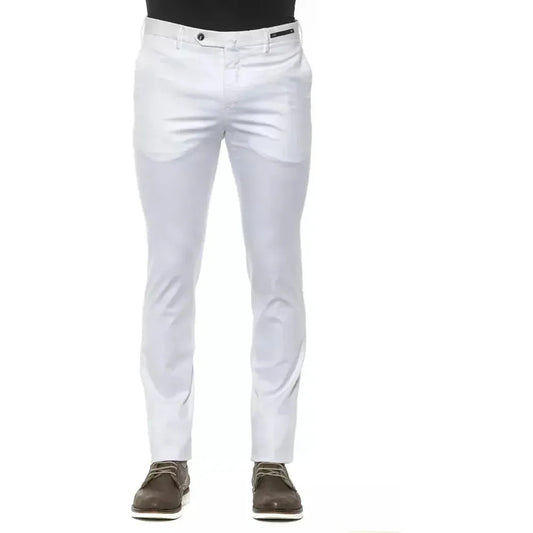 PT Torino White Cotton Men Slim Trouser PT Torino