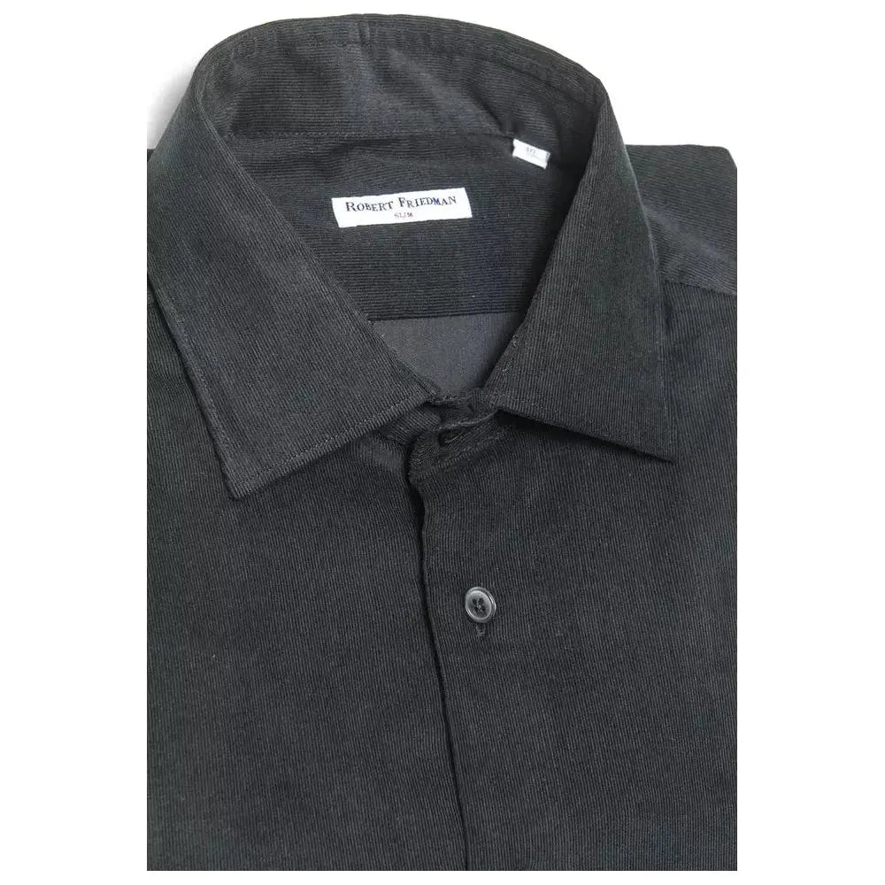 Robert Friedman Black Cotton Men Shirt Robert Friedman