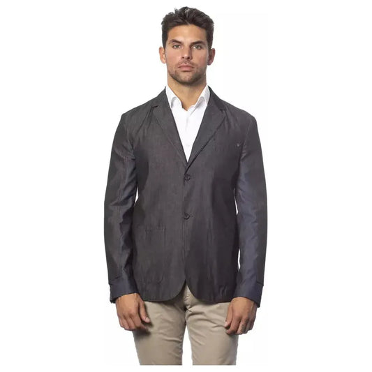 Verri Gray Cotton Men Single Breasted Blazer