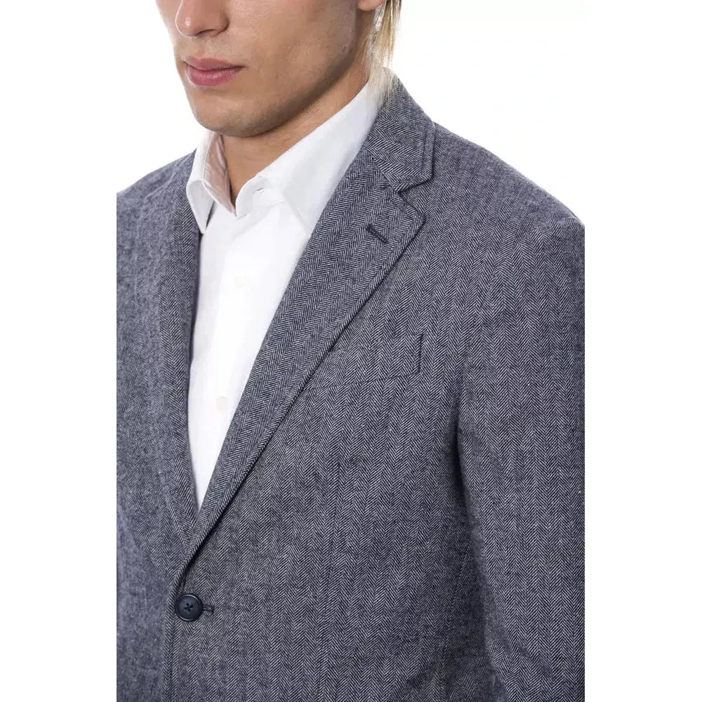 Verri Blue Polyester Mens Blazer Verri