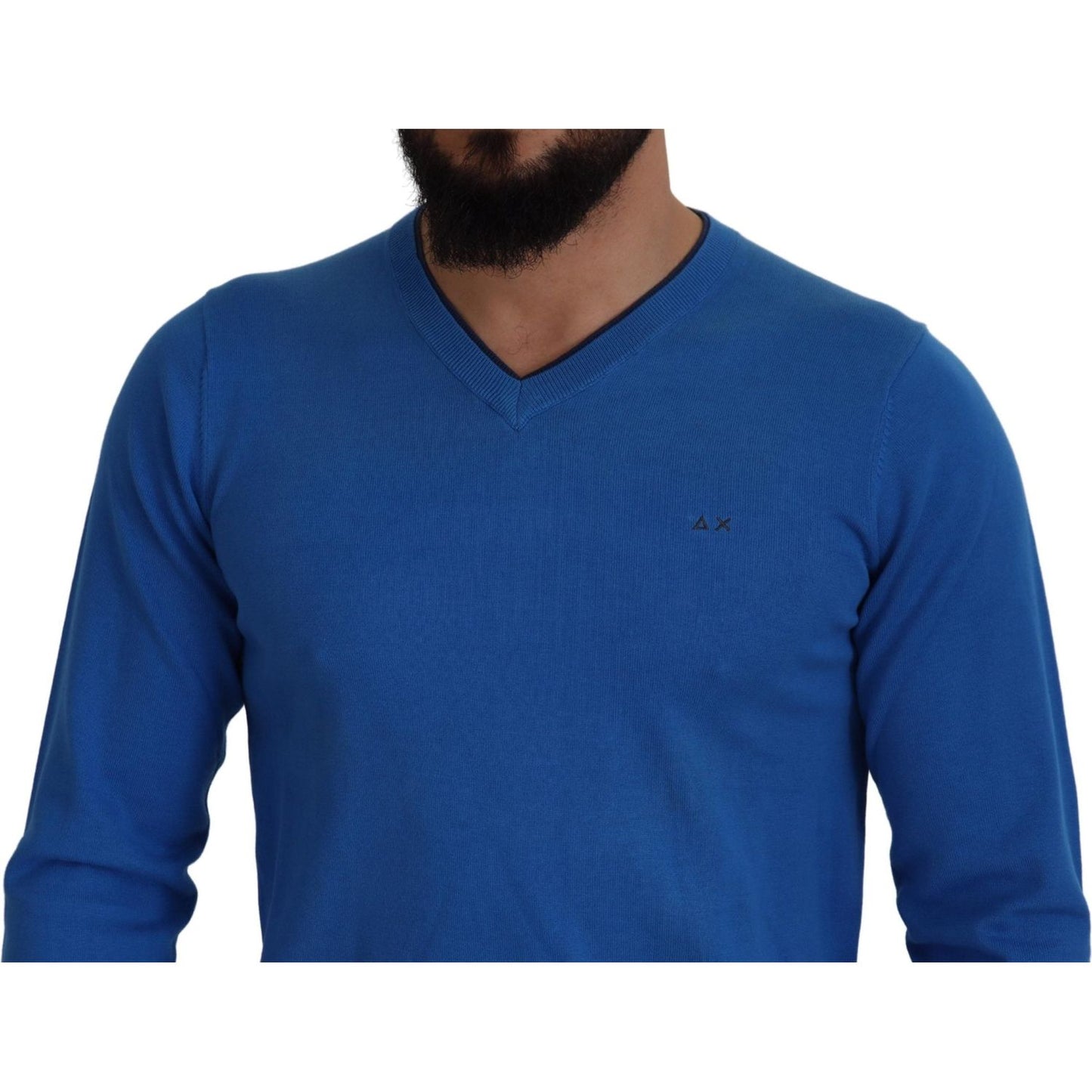 Sun68 Chic Blue Cotton Pullover Sweater Sun68