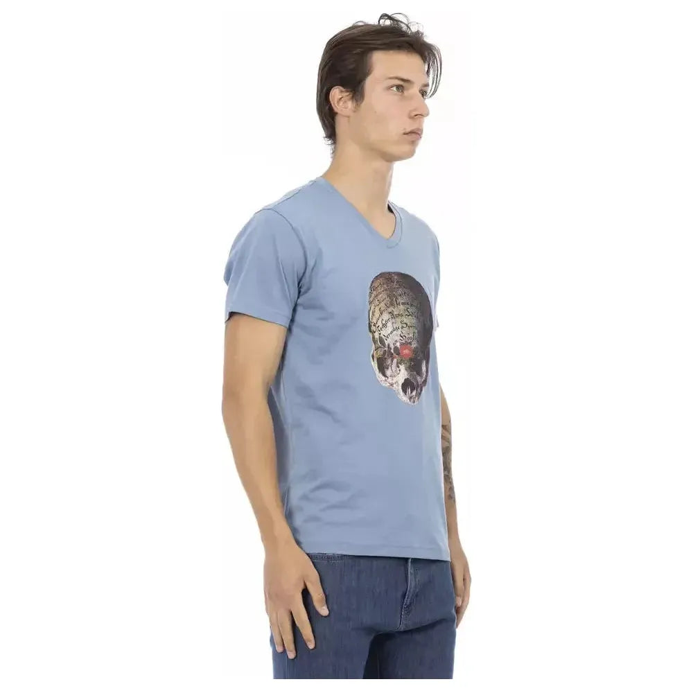 Trussardi Action Light Blue Cotton Men T-Shirt Trussardi Action