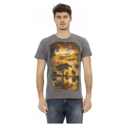 Trussardi Action Gray Cotton Men T-Shirt