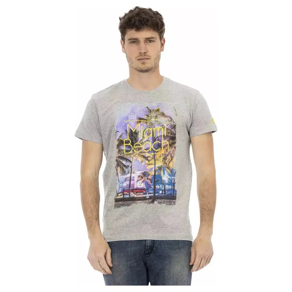 Trussardi Action Gray Cotton Men T-Shirt Trussardi Action