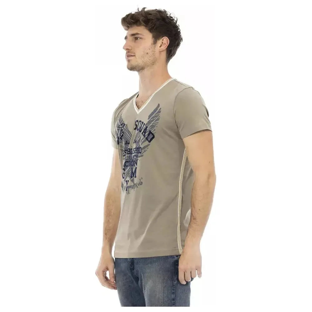تي شيرت رجالي من القطن باللون الأخضر من Trussardi Action