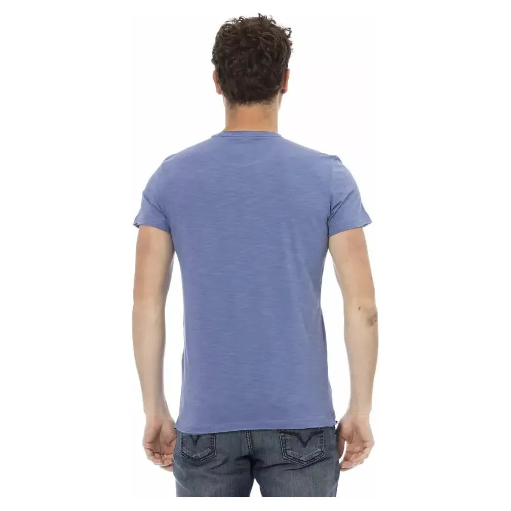 تي شيرت رجالي من القطن باللون الأزرق من Trussardi Action