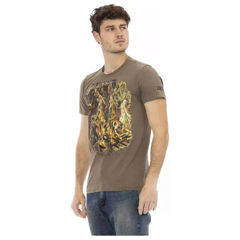 Trussardi Action Brown Cotton Men T-Shirt Trussardi Action