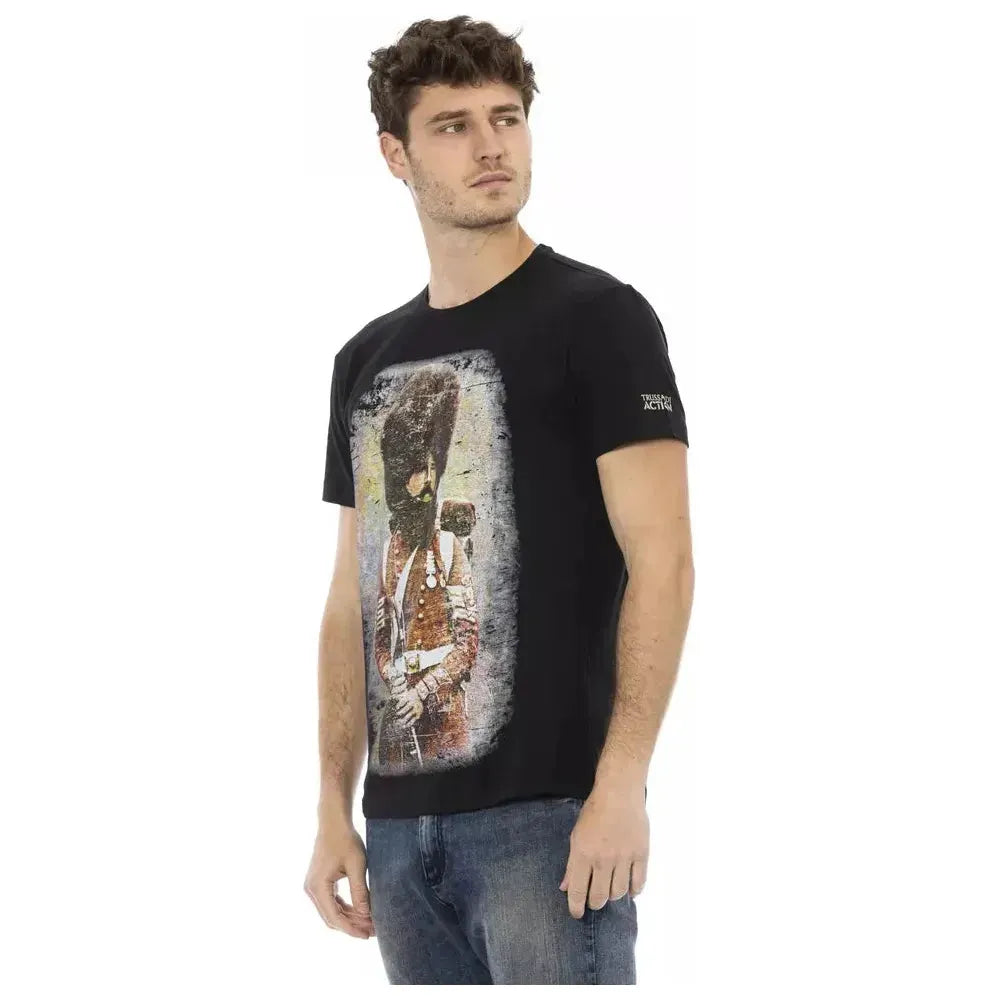 Trussardi Action Black Cotton Men T-Shirt Trussardi Action