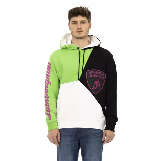 Automobili Lamborghini White Cotton Men Sweater with Hood
