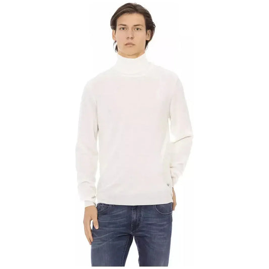 Baldinini Trend White Fabric Men Turtleneck Sweater