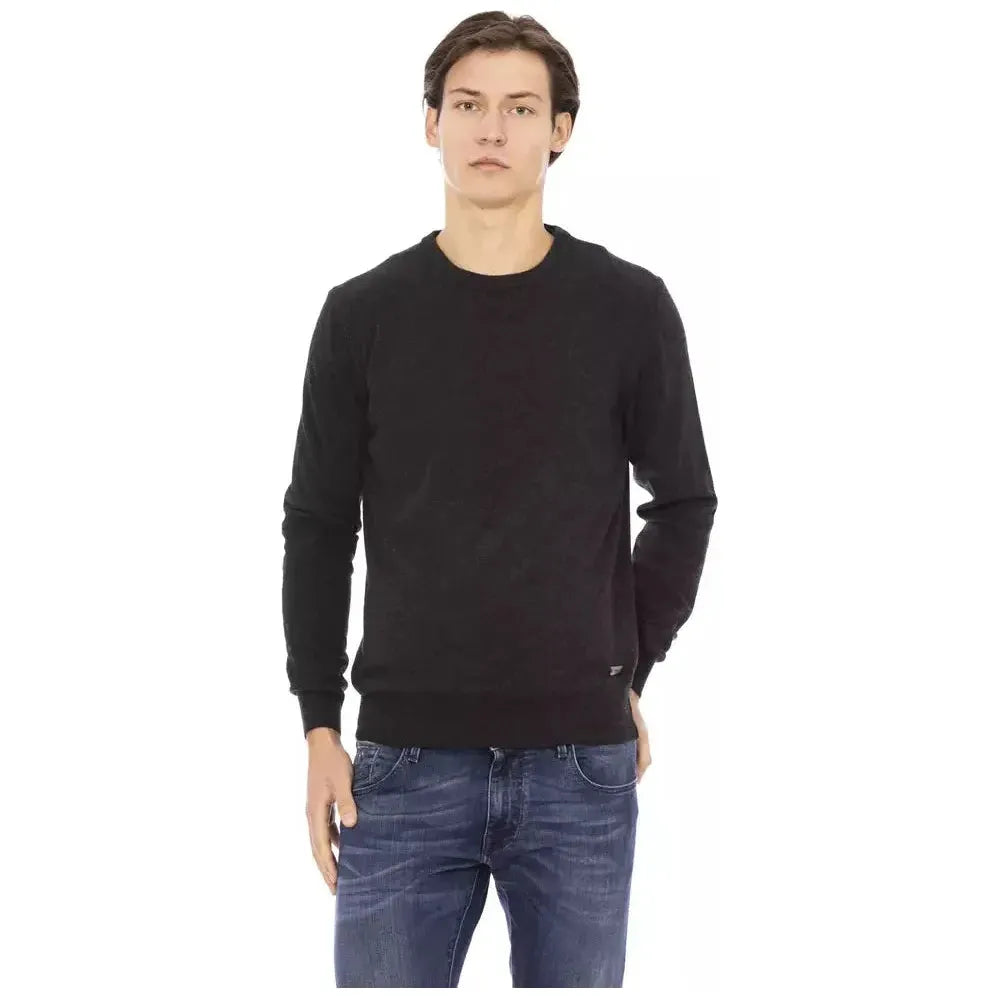 Baldinini Trend Black Wool Men Sweater Baldinini Trend