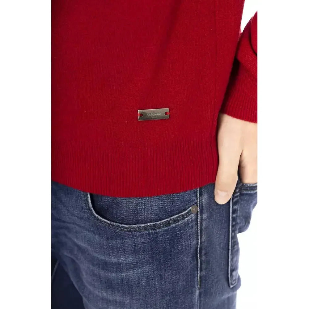 Baldinini Trend Red Wool Men Sweater Baldinini Trend