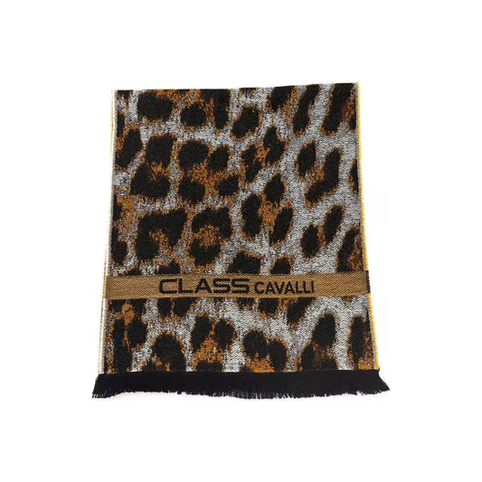Cavalli Class Brown Wool Men Scarf Cavalli Class